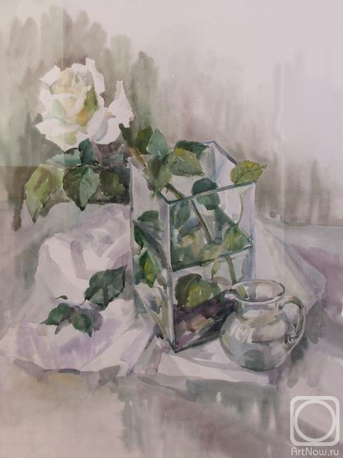 Odnolko Natalia. White rose and glass
