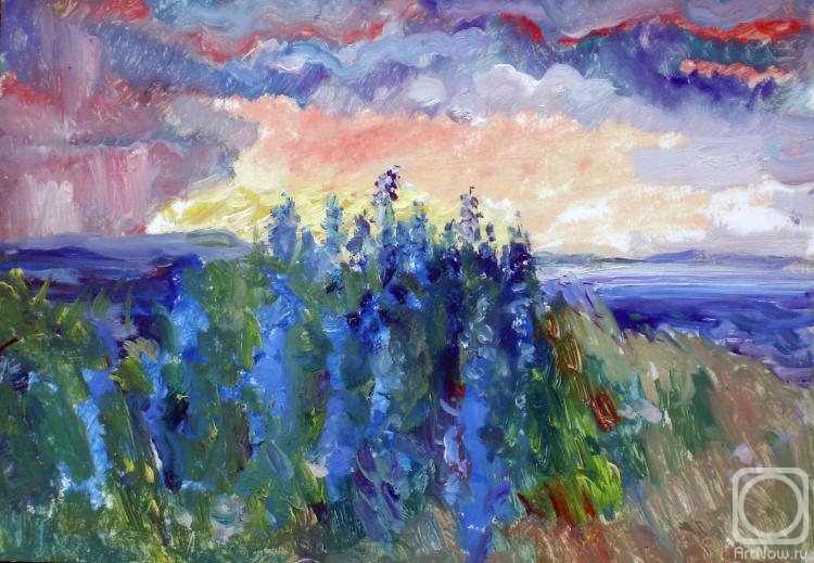 Синие цветы на берегу» картина Сечко Ксении (картон, масло) — купить на ArtNow.ru