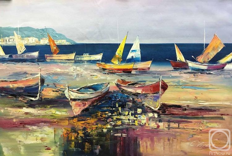 Vevers Christina. Colorful boats on the beach N1