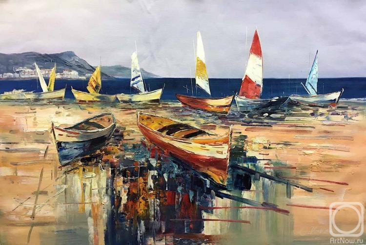 Vevers Christina. Colorful boats on the beach N2
