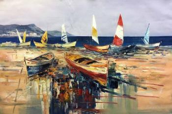 Colorful boats on the beach N2. Vevers Christina