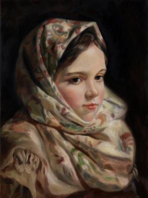 Free copy of the painting by Sergey Ivanovich Gribkov "Girl"