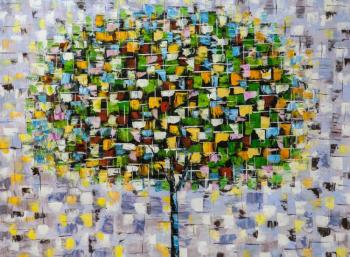 Tree in the fall. Falling leaves