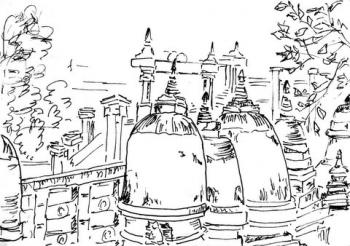 Stupas at Bodh Gaya. Bychenko Tatiana