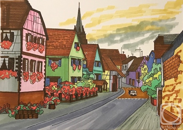 Lukaneva Larissa. Flowering street (sketch)