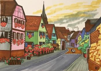 Flowering street (sketch). Lukaneva Larissa