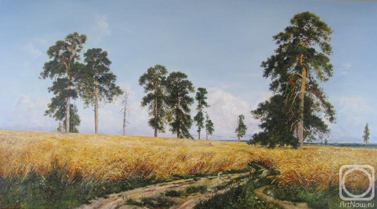 Shaykina Natalia. FIELD LANDSCAPE REALISTIC Original Oil Painting Canvas Extra Large Landscape, Summer Nature, Skyscape, Clouds Meadow Trees