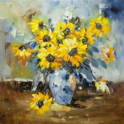 Sunflowers in vase. Vevers Christina
