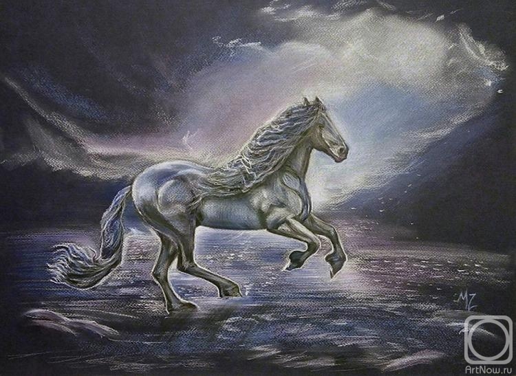 Zozoulia Maria. A horse in the moonlight