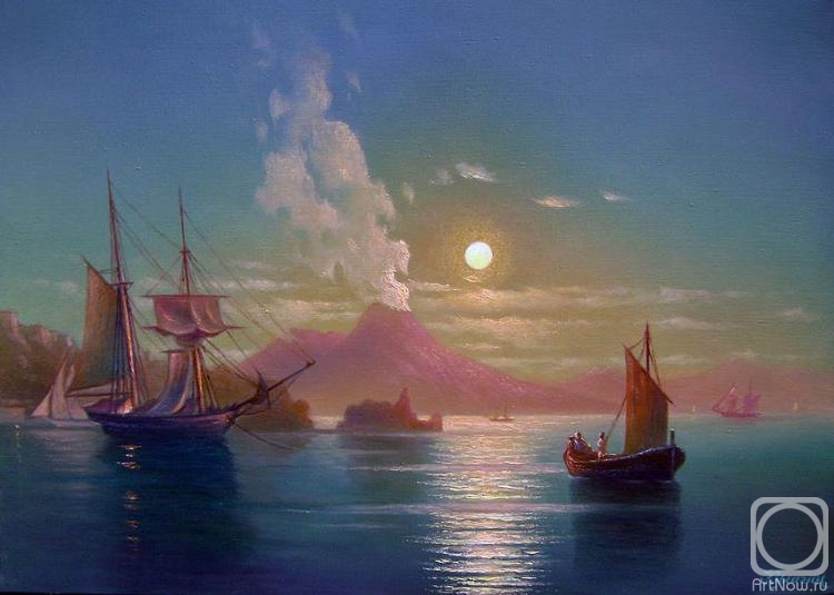 Kulagin Oleg. Neapolitan Bay in lunar night