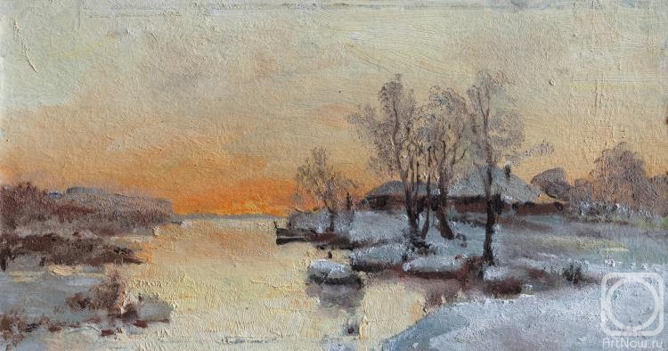 Kremer Mark. Sunset on the lake, winter