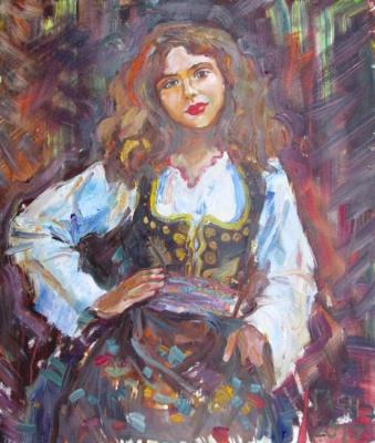 Portrait of Jelena Zdelar from the Serbian city of Shid, from nature. Dobrovolskaya Gayane