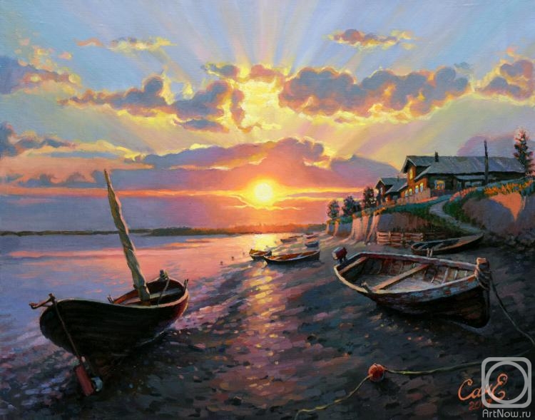 Sachenko Elena. Sunset on the river