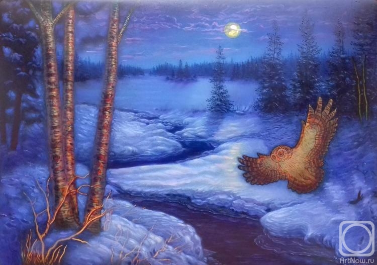 Bebihov Dmitry. Landscape with an owl. Stage