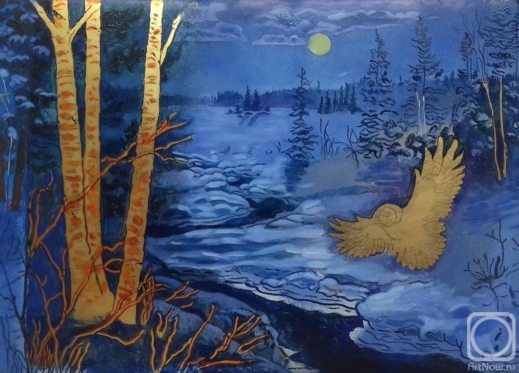 Bebihov Dmitry. Landscape with an owl. Stage