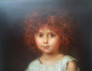 Red-haired baby with orange