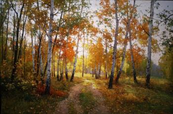 The paths of autumn. Birch trees
