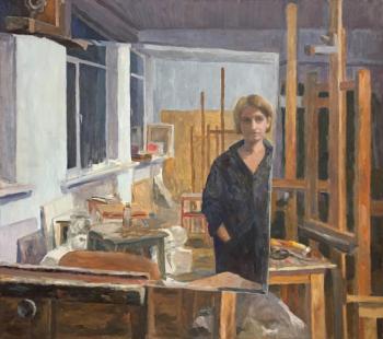 Self-portrait in a workshop (Easels). Vorobieva Irina