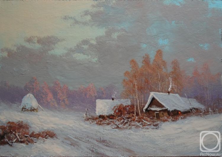 Lyamin Nikolay. Houses near forest. Winter day
