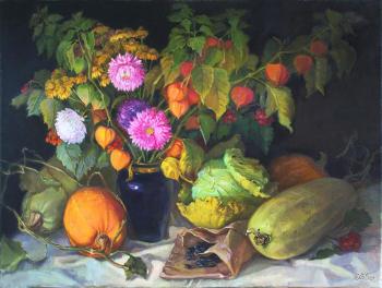 Painting Asters and zucchini. Shumakova Elena