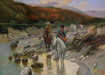Minaev Sergey Vladimirovich. Cossacks by the mountain stream. copy of F.Rubo