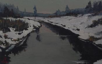 The ice on the river is not frozen (). Golovchenko Alexey