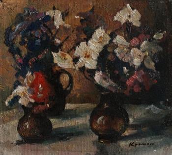 Flowers in three jugs