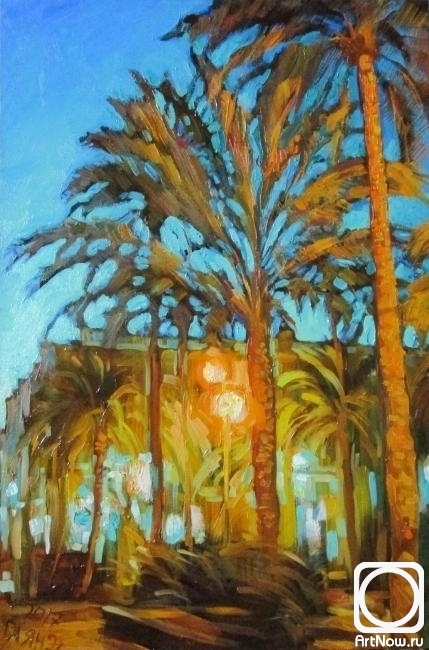 Dobrovolskaya Gayane. Palm trees, evening, Alicante