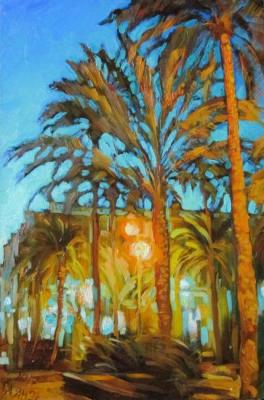 Palm trees, evening, Alicante. Dobrovolskaya Gayane