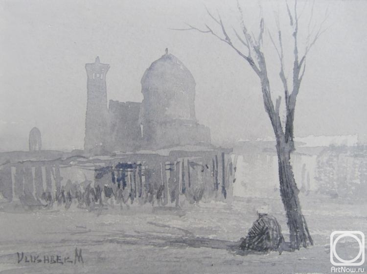 Mukhamedov Ulugbek. Landscape with a lonely old man