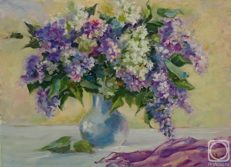 Mineeva Lsrisa. Still life Lilac in a blue vase