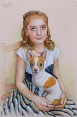 Girl with dog. Sachenko Elena