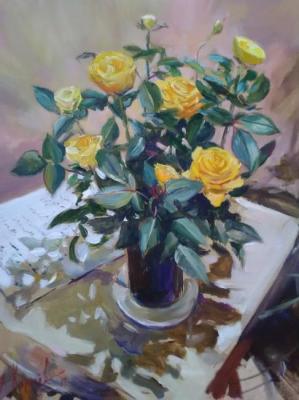 Yellow roses in a pot. Korolev Andrey