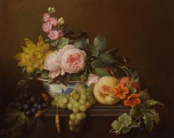 Still life with roses and peach