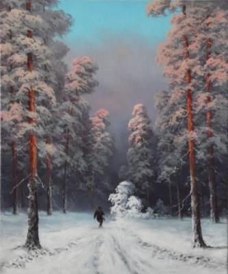 Winter forest, hunter