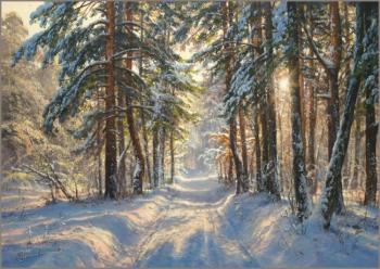 Morning in winter forest
