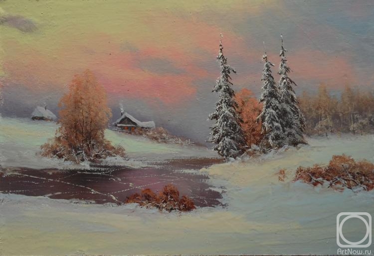 Lyamin Nikolay. The river froze, winter sketch