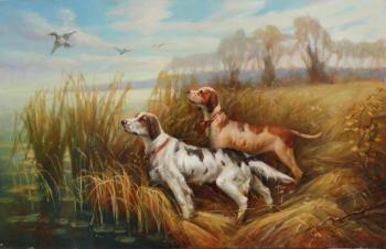 Dogs on the hunt. Yekimov Vladimir