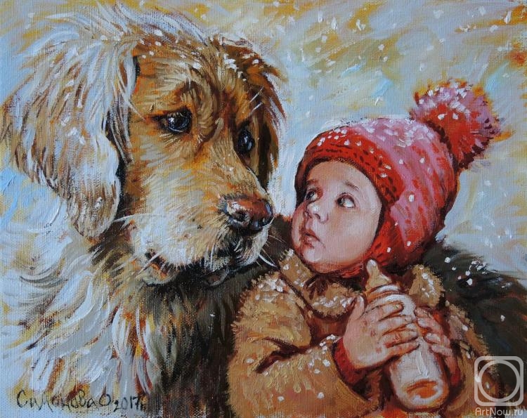 Simonova Olga. Dog and kid