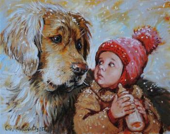 Dog and kid. Simonova Olga