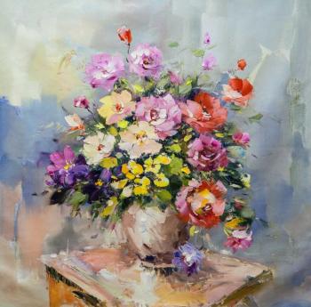 Bouquet on a stool. Potapova Maria