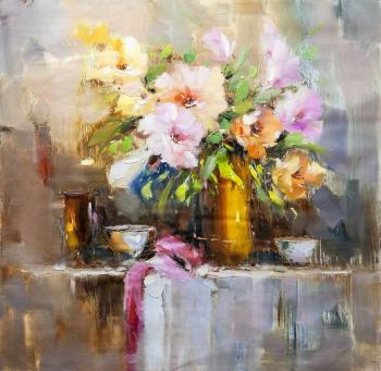 Still life with a bouquet on the table. Potapova Maria