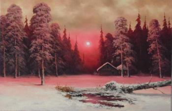 Red sunset. Winter