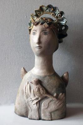 Angel with a bird. Pomelova Innesa