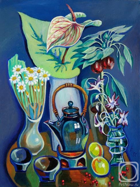 Feierabend-Peredneva Liudmila. Flowers and a teapot