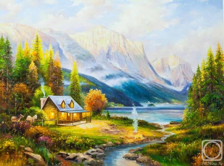 Romm Alexandr. Copy of Thomas Kinkade's painting. Beginning of a perfect day