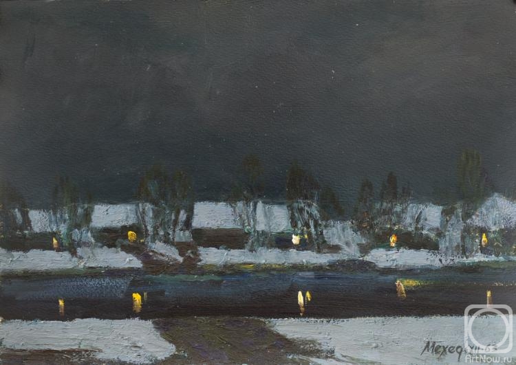 Mekhed Vladimir. Village in night