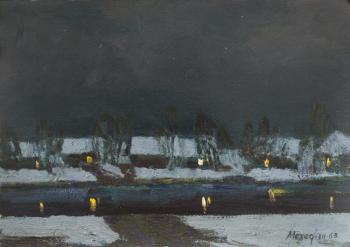Village in night (Light From A Windows). Mekhed Vladimir