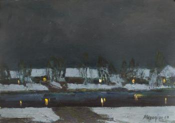 Village in night (Light From The Windows). Mekhed Vladimir
