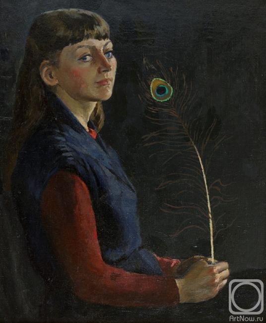 Li Moesey. A girl with peacock feather